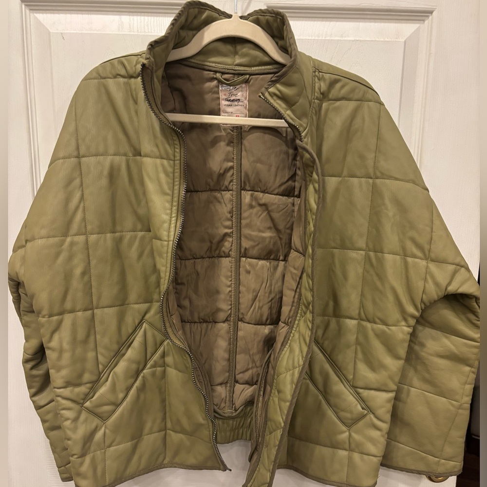 Free People Dolman Vegan Leather Quilted Jacket- XS
